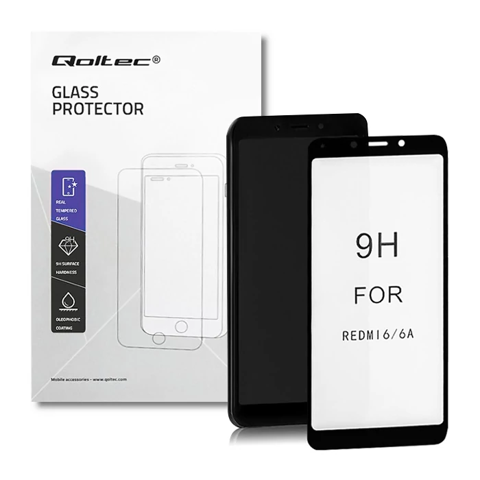 Qoltec Premium edzett üveg kijelzővédő Huawei Y6 2018-hoz | FEKETE | 5D