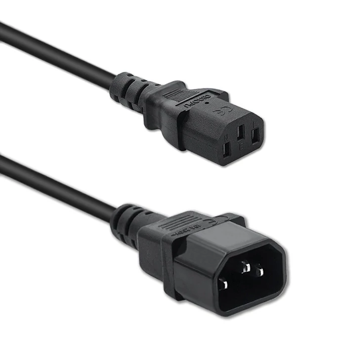 Qoltec Hosszabbító kábel UPS-hez | IEC C13/C14 | 3x0.75mm² | 1m