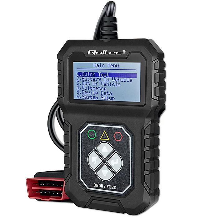 Qoltec Digitális akkumulátortesztelő LCD kijelzővel 12V | AGM | GEL | STD | 30-220AH