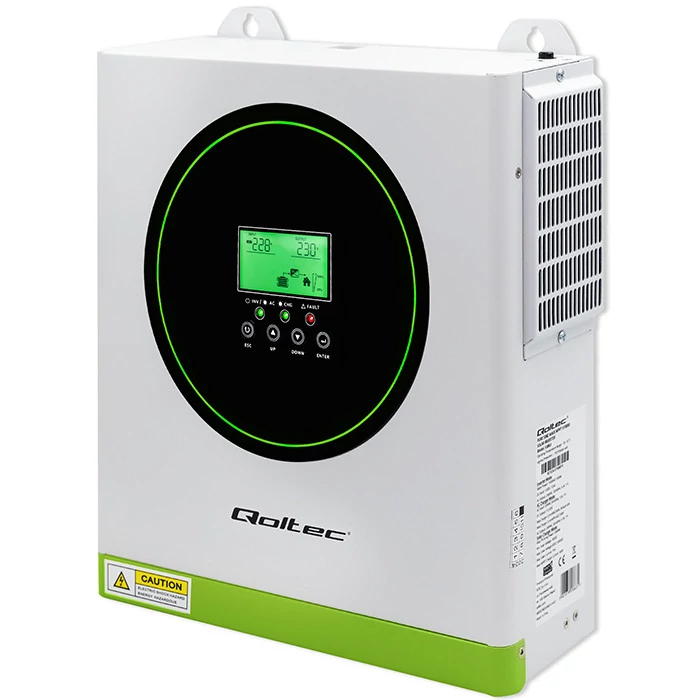 Qoltec Hibrid Napelemes Inverter Off-Grid 1500W | 100A | 12V| MPPT | Szinusz | Wi-Fi opció | Teljesítménytényező 1.0